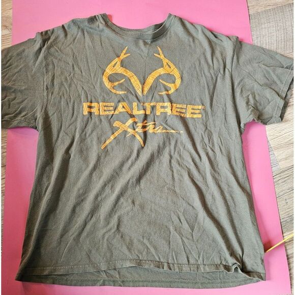 RealTree tan color tee with yellow graphics  size 2xl - Picture 2 of 6